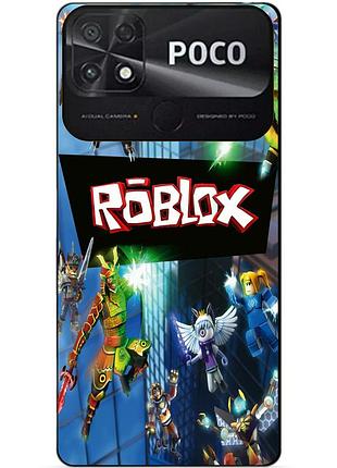 Силиконовый бампер чехол для xiaomi poco c40 с картинкой roblox
