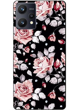 Силиконовый чехол бампер для realme 9 / 9 pro plus с рисунком розы