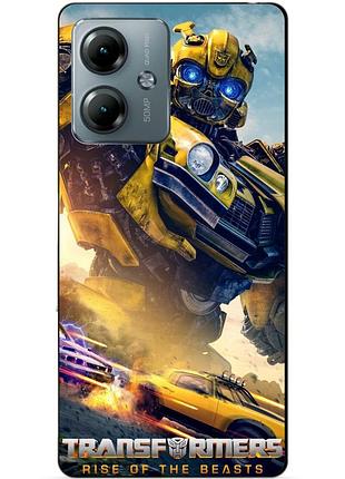 Силиконовый чехол бампер для motorola moto g14 с рисунком bumblebee бамблби трансформеры