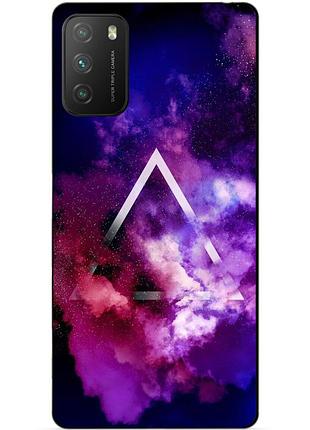 Силиконовый бампер чехол для xiaomi poco m3 с рисунком космос