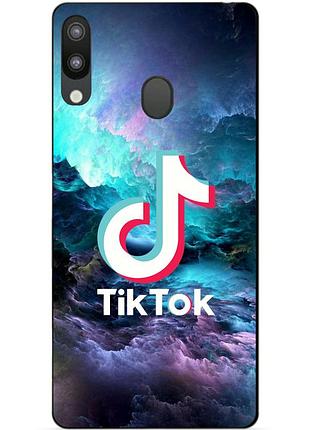 Силиконовый бампер чехол для samsung m20 2019 с рисунком tik tok