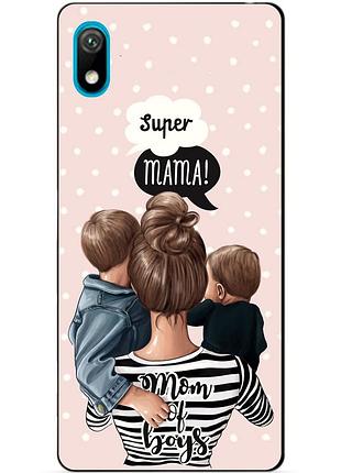 Чехол силиконовый для huawei y5 2019 с рисунком mom of boys