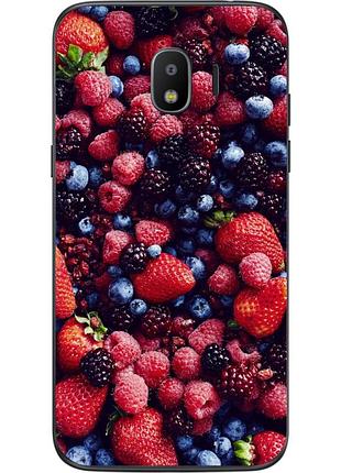 Силиконовый чехол бампер для samsung j2 2018 galaxy j250 с рисунком ягоды
