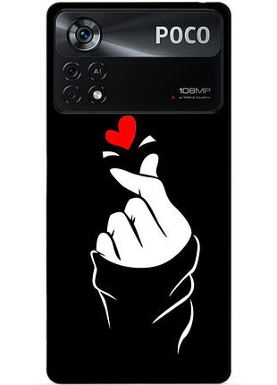 Силиконовый бампер чехол для xiaomi poco x4 pro 5g с рисунком знак любви