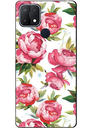 Силиконовый бампер чехол для oppo a15 a15s с рисунком пионы