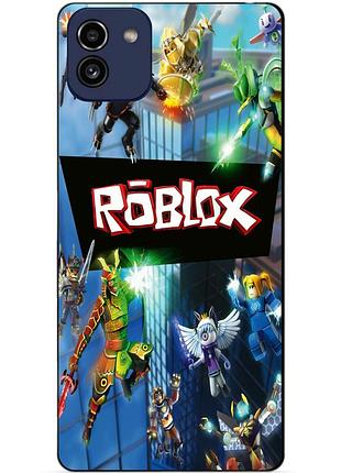 Силиконовый бампер чехол для samsung a03 с картинкой roblox