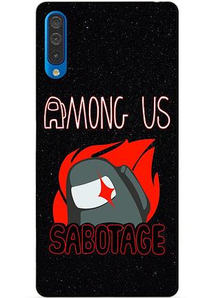 Силиконовый бампер чехол для samsung a50 с рисунком саботаж among us