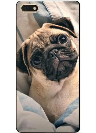 Бампер силиконовый чехол для huawei honor 7a с рисунком мопс фото