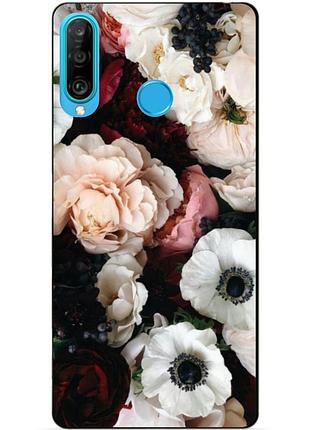 Силиконовый бампер чехол для huawei p30 lite с рисунком маки
