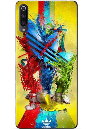Силиконовый чехол бампер для xiaomi mi 9 с рисунком adidas