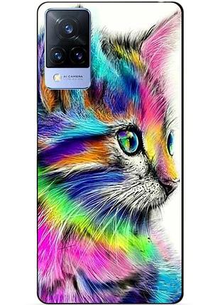 Силіконовий бампер чохол для vivo v21 з малюнком акварельний котик