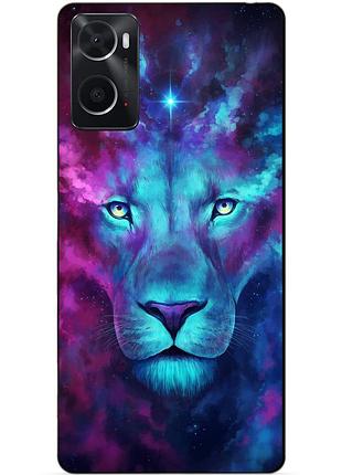 Силиконовый бампер чехол для oppo a76 / a96 с рисунком космический лев