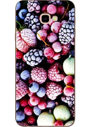 Силиконовый бампер для samsung j4 plus galaxy j415 с рисунком ягодный микс