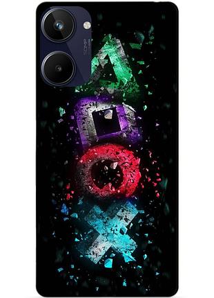 Силиконовый чехол бампер для realme 10 с рисунком playstation