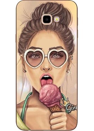 Силиконовый бампер для samsung j4 plus galaxy j415 с рисунком мороженное