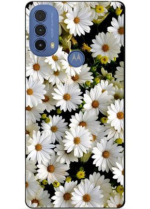 Силиконовый чехол бампер для motorola moto e20 с рисунком ромашки цветы