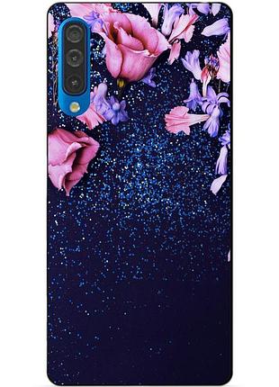 Бампер силиконовый чехол для samsung a50 с рисунком розочки