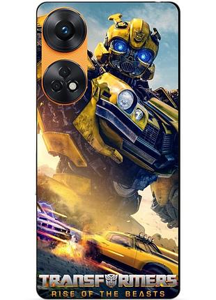 Силиконовый бампер чехол для oppo reno 8t с рисунком bumblebee бамблби трансформеры transformers