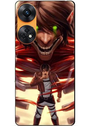 Силиконовый бампер чехол для oppo reno 8t с рисунком attack on titan атака титанов