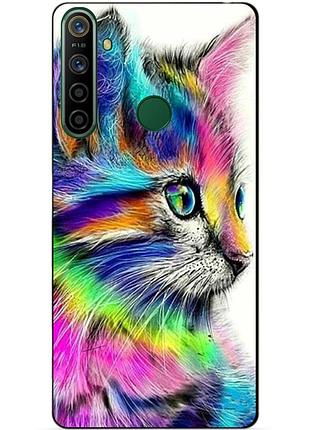 Силіконовий чохол бампер для realme 5i з малюнком акварельний кіт