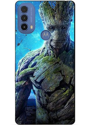 Силиконовый чехол бампер для motorola moto e20 с рисунком грут groot стражи галактики