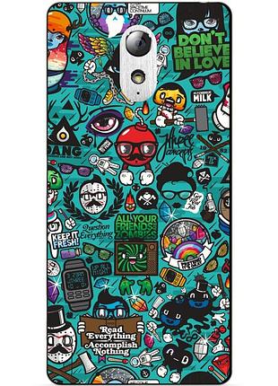 Силиконовый бампер чехол для lenovo vibe p1m с принтом стикеры