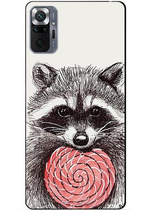Силиконовый бампер чехол для xiaomi redmi note 10 pro с рисунком енот