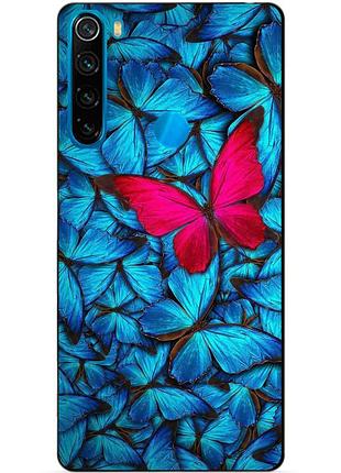 Силиконовый чехол бампер для xiaomi redmi note 8 с рисунком мотыльки