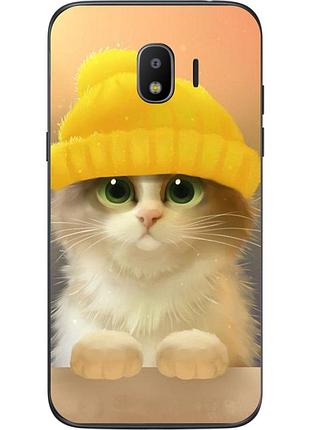 Чехол силиконовый для samsung j4 galaxy j400 с рисунком кот в чашке