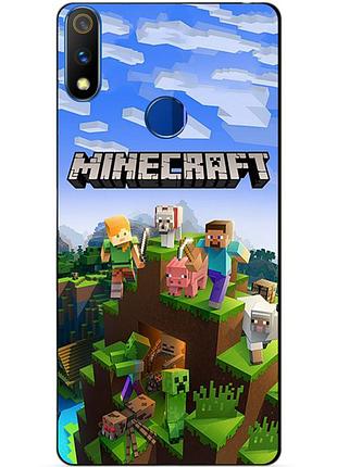 Силиконовый чехол бампер для realme 3 pro с рисунком minecraft