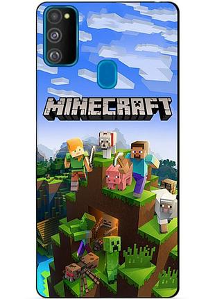 Силіконовий бампер чохол для samsung m30s з малюнком minecraft