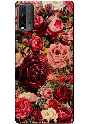 Силіконовий бампер чохол для xiaomi redmi 9t з малюнком червоні троянди