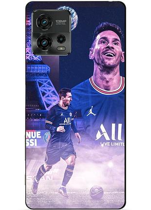 Силиконовый чехол бампер для motorola moto g72 с рисунком messi psg месси