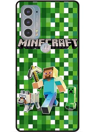 Силиконовый чехол бампер для motorola edge 20 стив minecraft крипер майнкрафт