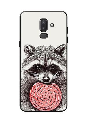 Силиконовый чехол для samsung j8 / a6 plus с рисунком енот