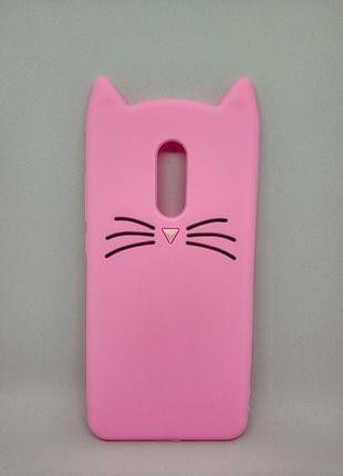 Объемный 3d чехол для xiaomi redmi 5 усатый кот розовый