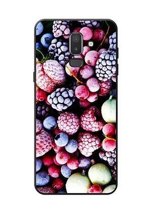 Силиконовый бампер для samsung j8 / a6 plus с рисунком ягодный микс