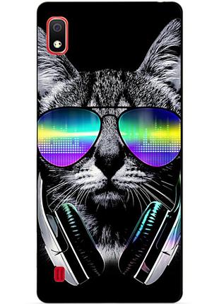 Силіконовий бампер чохол для samsung a10 2019 galaxy a105f з малюнком кіт в окулярах