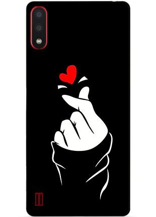 Силиконовый бампер чехол для samsung a01 galaxy a015f с рисунком знак любви