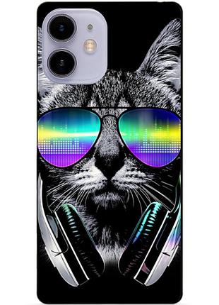 Силіконовий чохол бампер для iphone 11 з малюнком музичний кіт