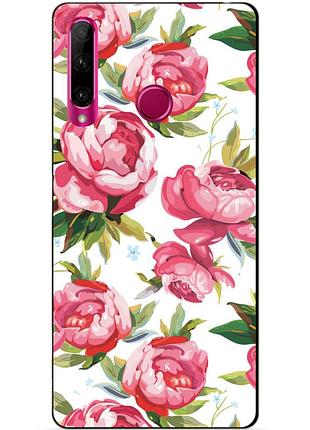 Чехол силиконовый для huawei honor 10i с рисунком пионы