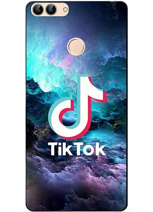 Силиконовый бампер чехол для huawei p smart с рисунком tik tok