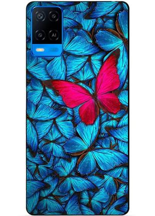 Силиконовый бампер чехол для oppo a54 с рисунком мотыльки