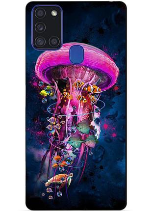 Силиконовый бампер чехол для samsung a21s с рисунком медуза