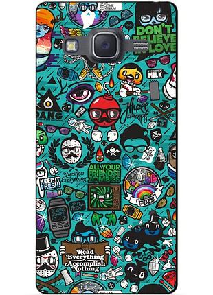 Чехол силиконовый бампер для samsung j7 galaxy j700 с рисунком стикеры