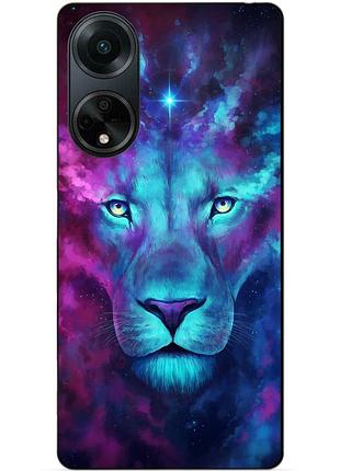 Силиконовый бампер чехол для oppo a98 с рисунком космический лев галактика