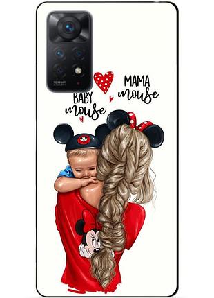 Силиконовий бампер чехол для xiaomi redmi note 11 pro з картинкою мама і малюк