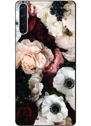 Силиконовый бампер чехол для oppo a91 с рисунком маки