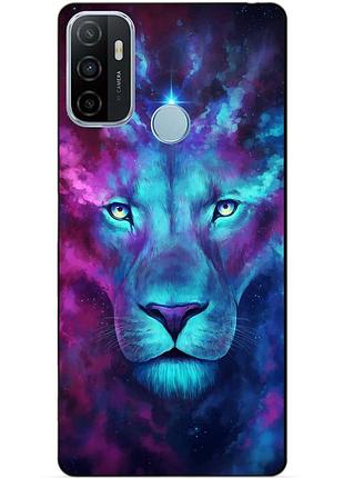 Силиконовый бампер чехол для oppo a53 с рисунком космический лев