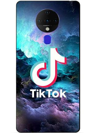 Силиконовый бампер чехол для tecno spark 6 с рисунком tik tok